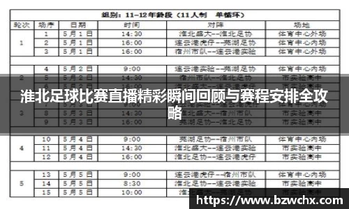 淮北足球比赛直播精彩瞬间回顾与赛程安排全攻略