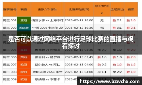 是否可以通过网络平台进行足球比赛的直播与观看探讨